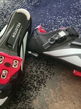 Peloton Road Cycling Shoes in Black, White & Pink